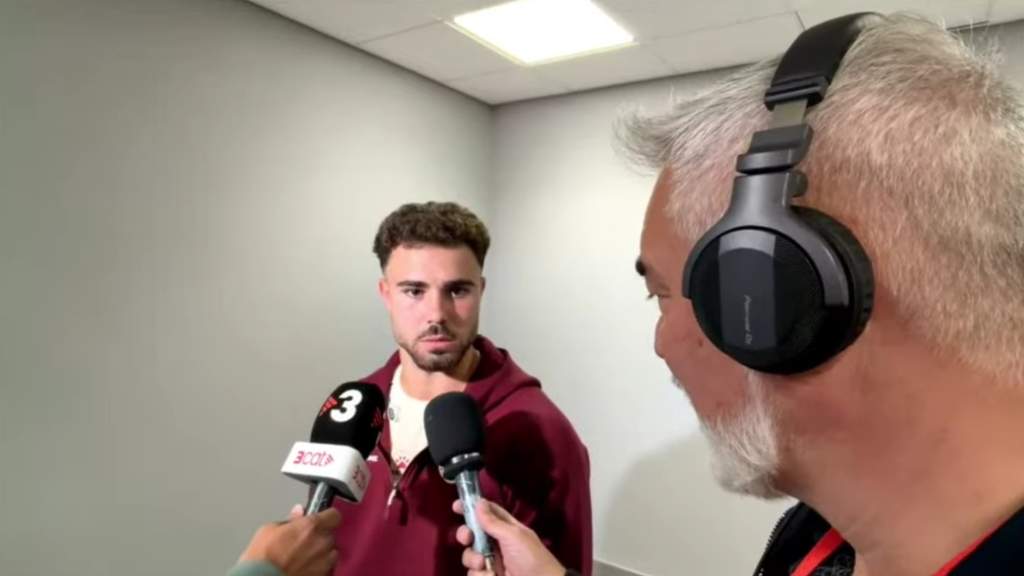 Penyerang muda RCD Espanyol Marcos Fernández melakukan selebrasi di lapangan hijau dalam laga pramusim menghadapi Middlesbrough.