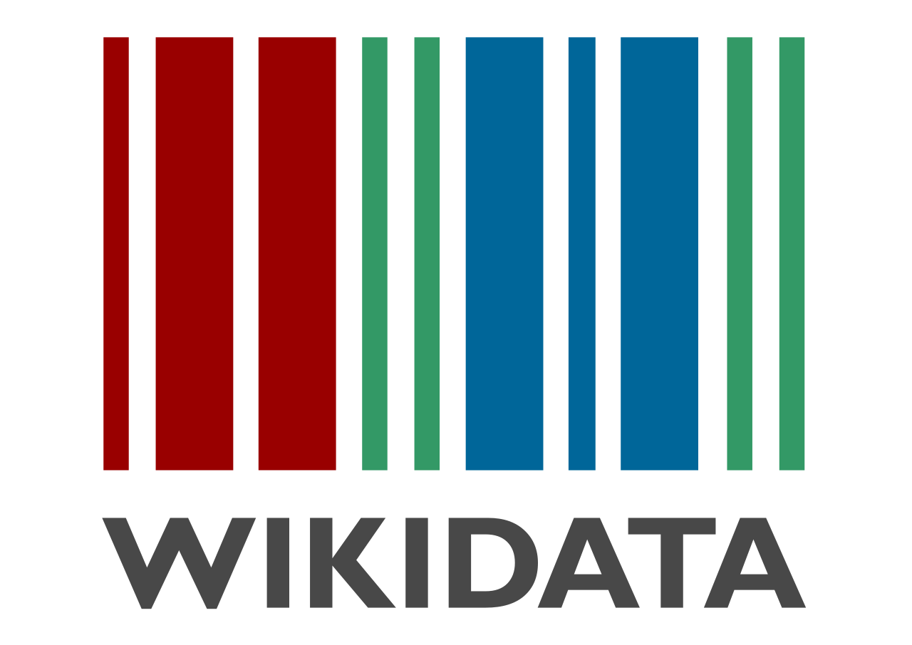 Tampilan antarmuka dan logo resmi Wikidata yang menampilkan elemen grafis berbasis data terstruktur di layar komputer.